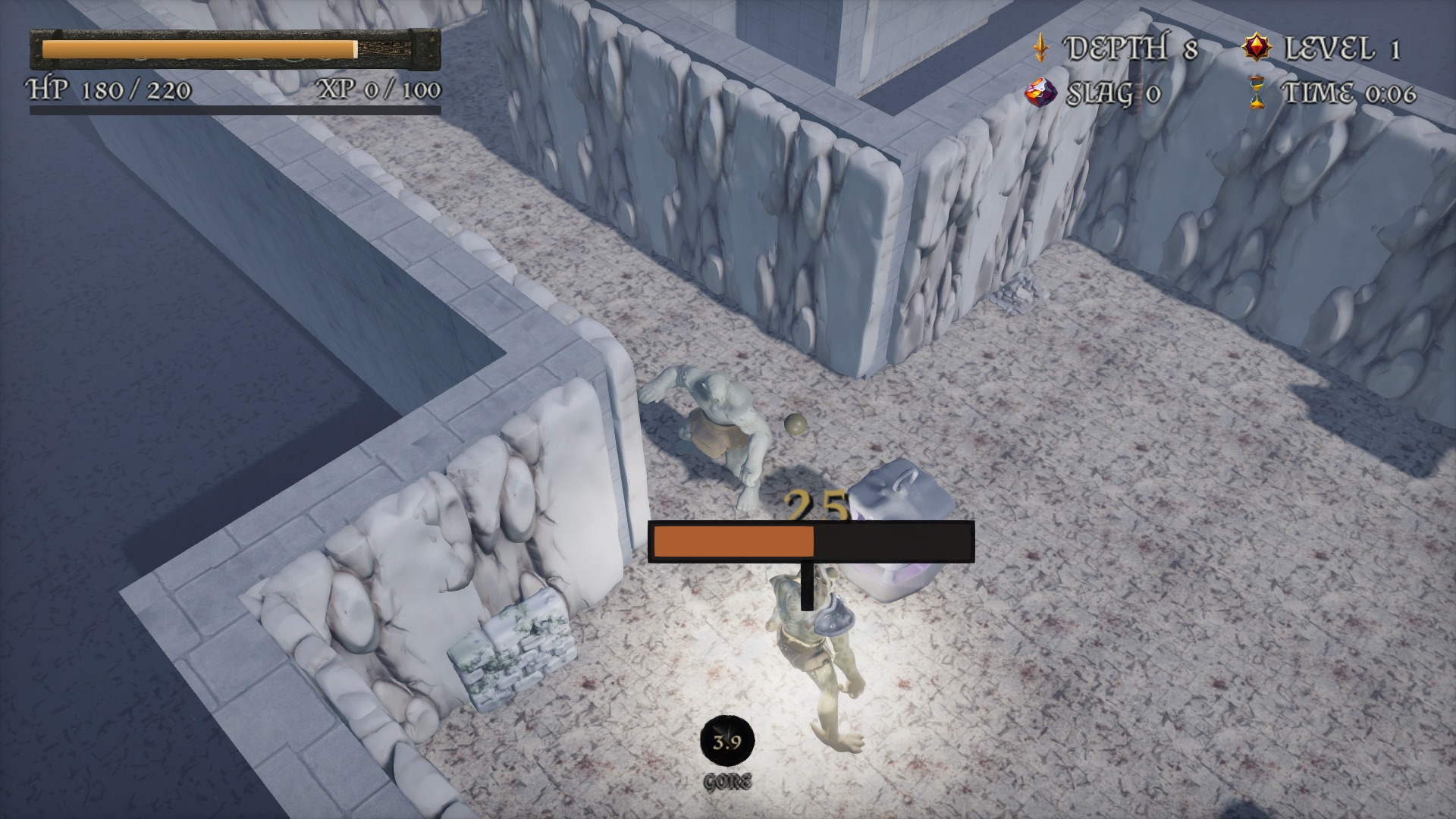 Trading blows with a warden at depth eight